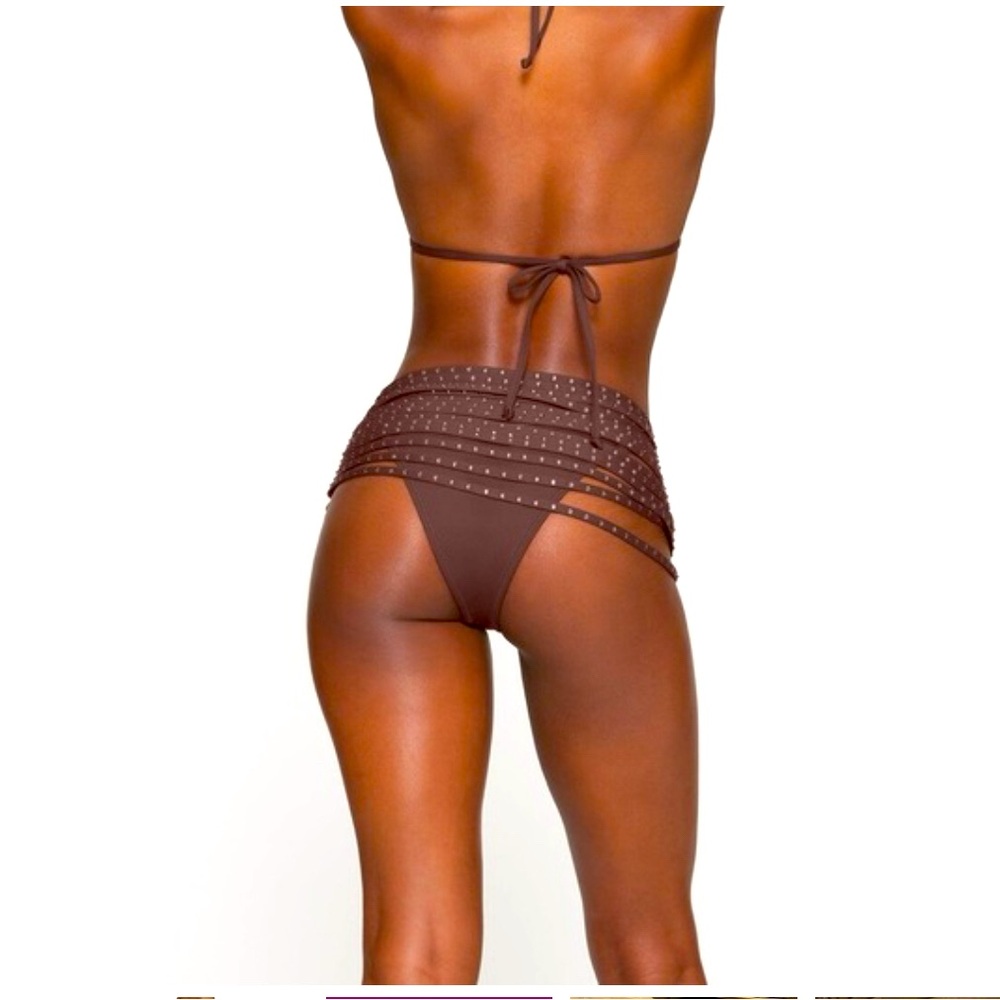NWT! SKIMS Rhinestone Swim Strappy Bikini Bottom and Skirt! Cocoa Size 4x and 2x